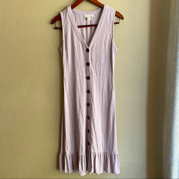 monteau linen blend dress Monteau mustard yellow belted linen blend dress Size S